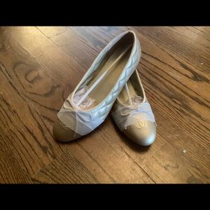 New flats gold and white with Chanel logo